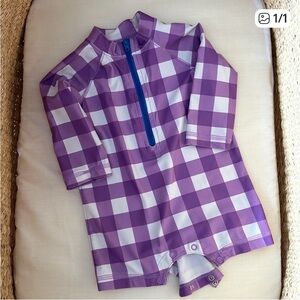 Primary Purple Gingham Rashguard - 3-6 months
